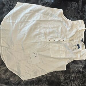 White Sleeveless Button-Up Blouse